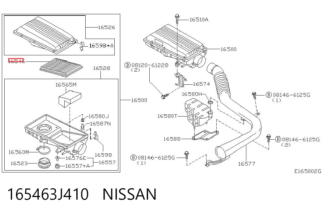 165463J410 Nissan/Infiniti Воздушный фильтр двигателя