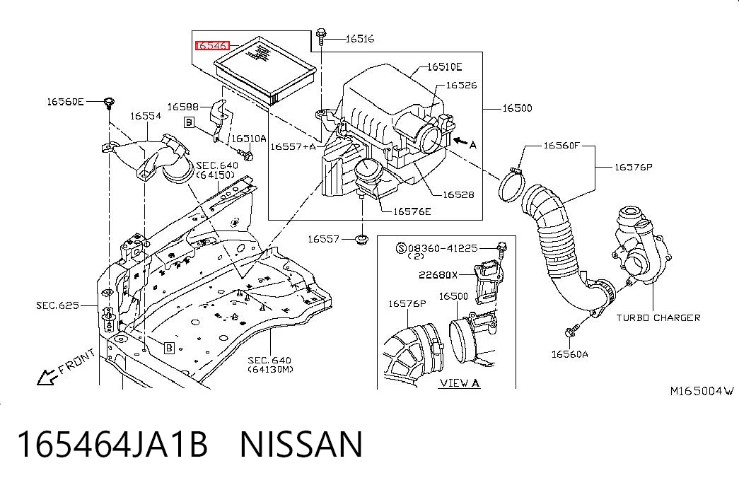 165464JA1B Nissan/Infiniti Воздушный фильтр двигателя