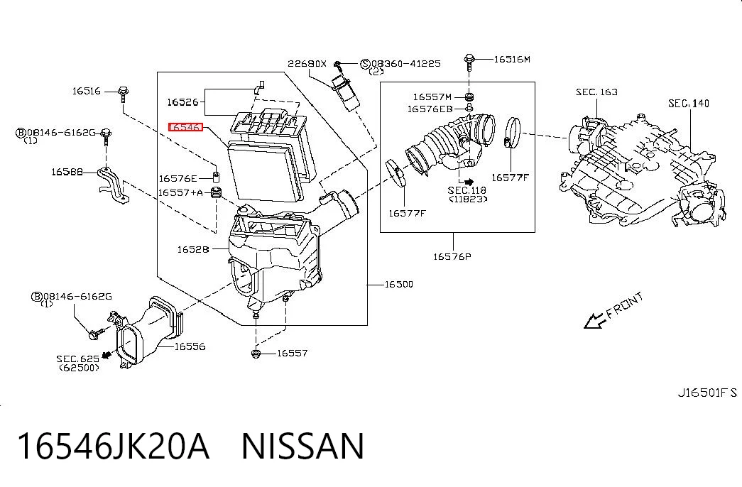16546JK20A Nissan/Infiniti Воздушный фильтр двигателя