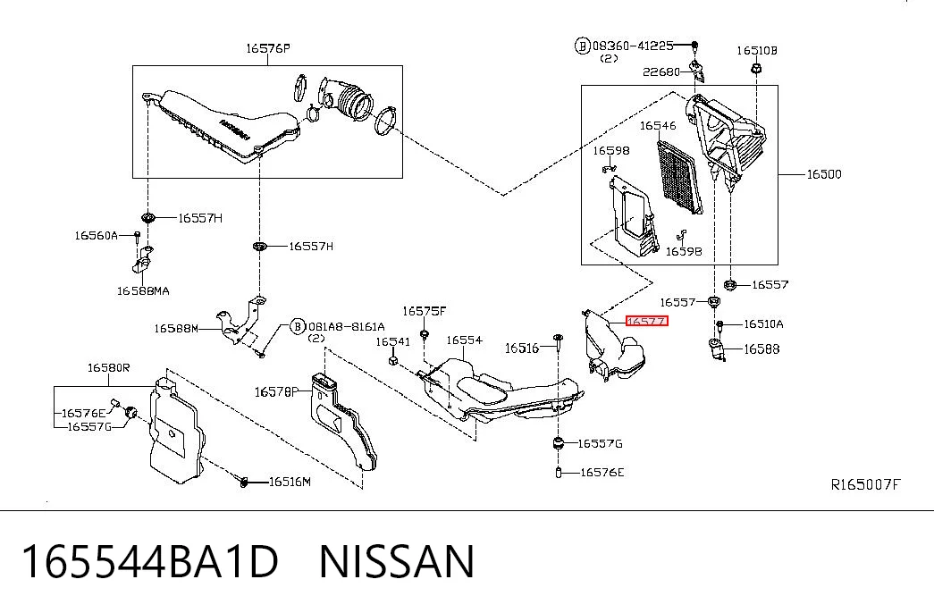 165544BA1D Nissan/Infiniti Патрубок воздушный, вход воздушного фильтра