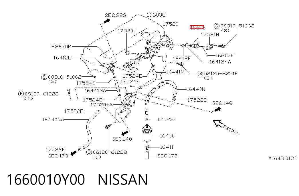 1660010Y00 Nissan/Infiniti Топливные форсунки