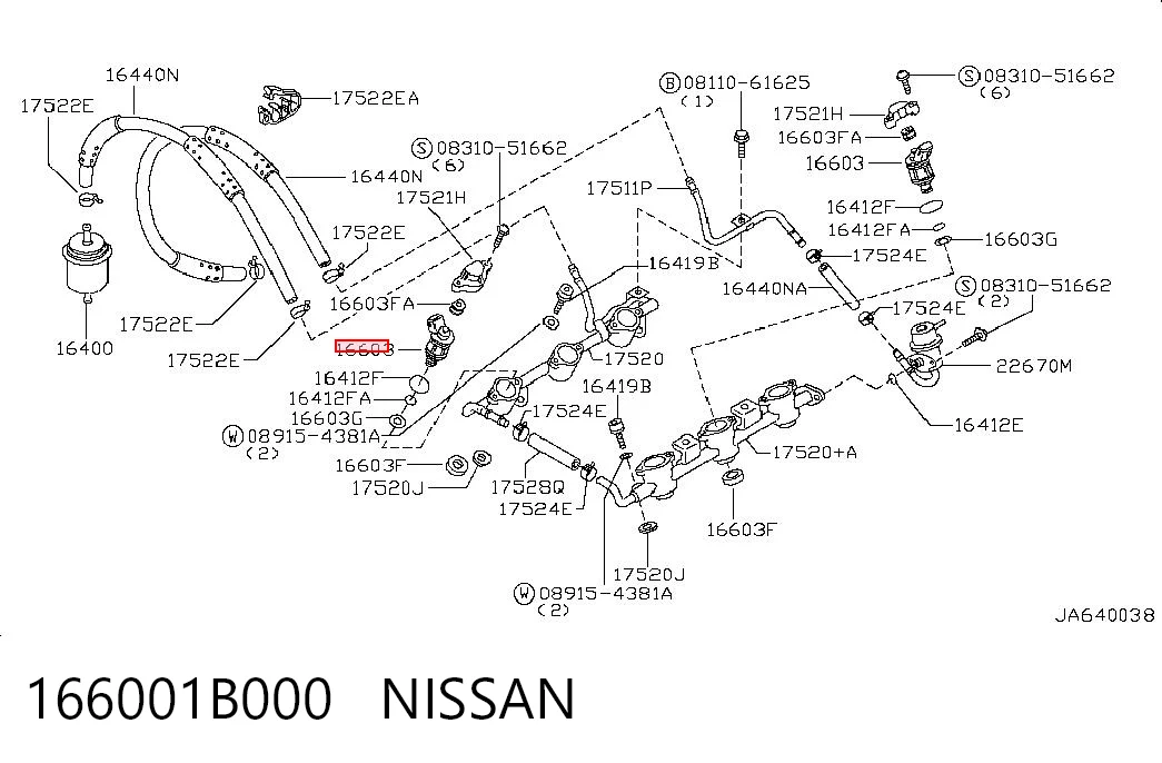 166001B000 Nissan/Infiniti Топливные форсунки