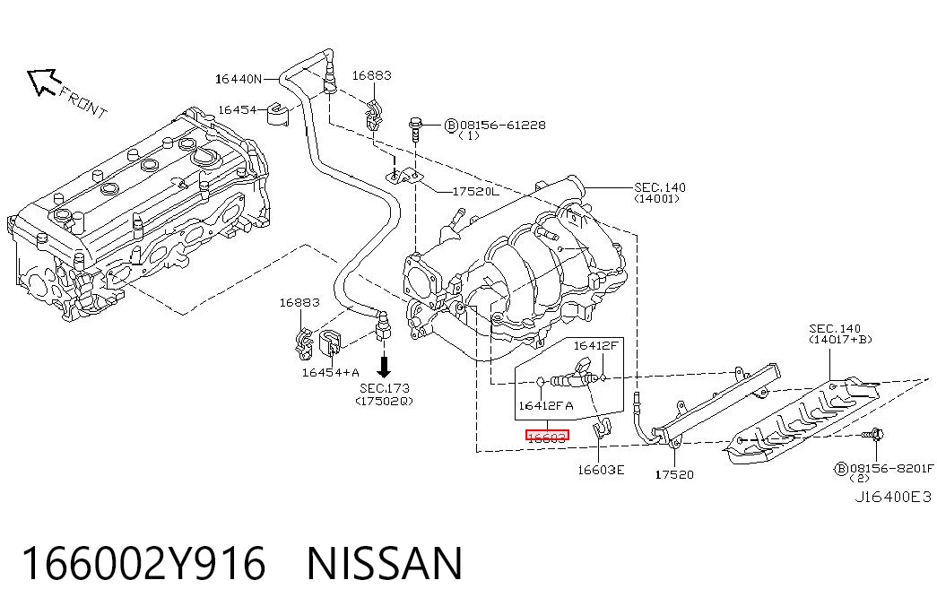 166002Y916 Nissan/Infiniti Топливные форсунки