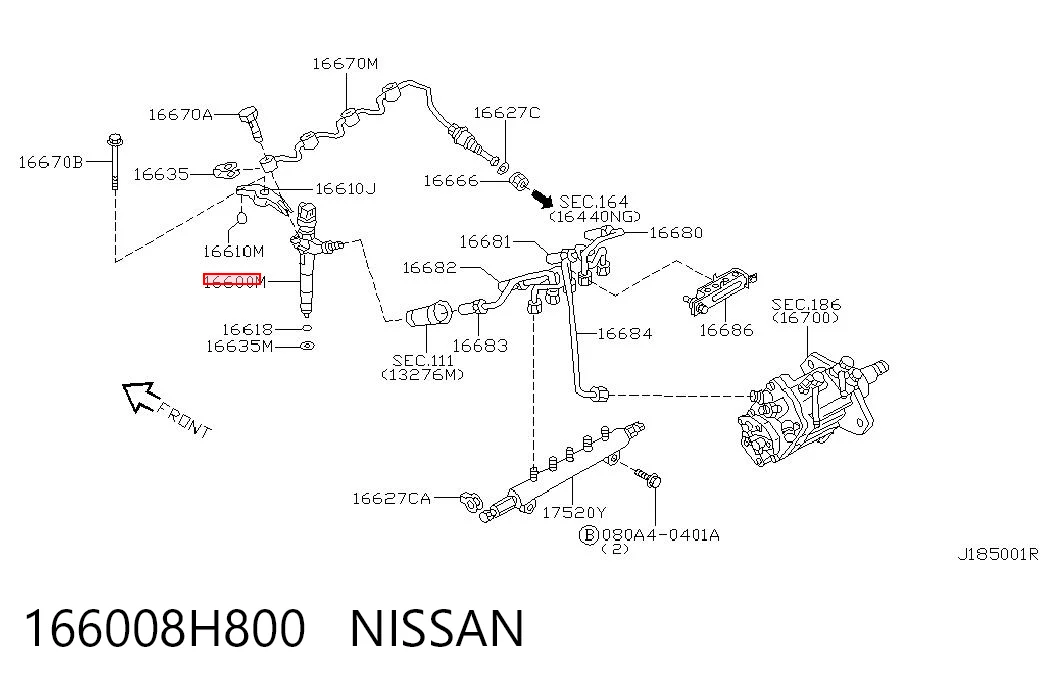 166008H800 Nissan/Infiniti Топливные форсунки