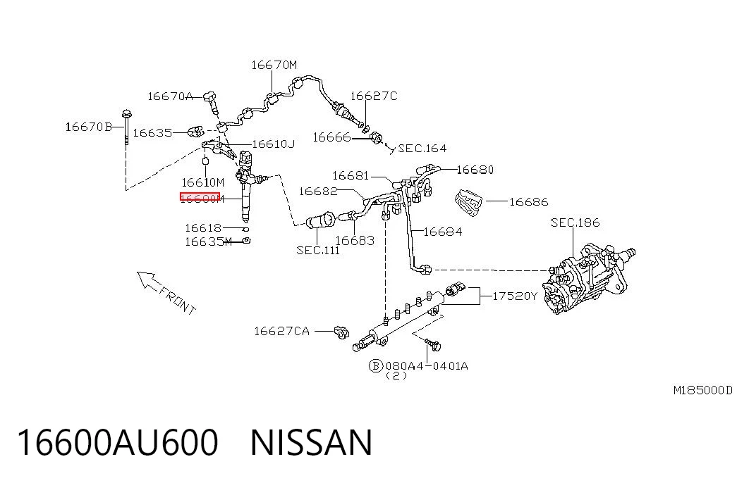 16600AU600 Nissan/Infiniti Топливные форсунки