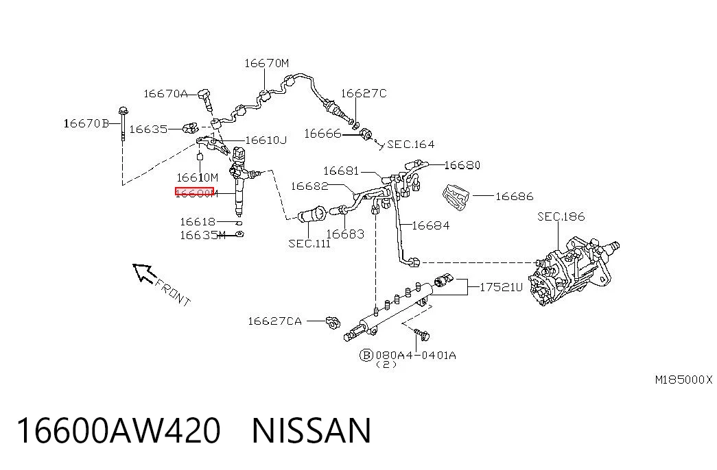 16600AW402 Denso Топливные форсунки