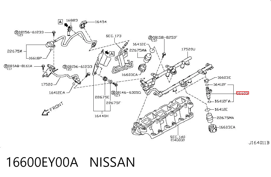 16600EY00A Nissan/Infiniti Топливные форсунки