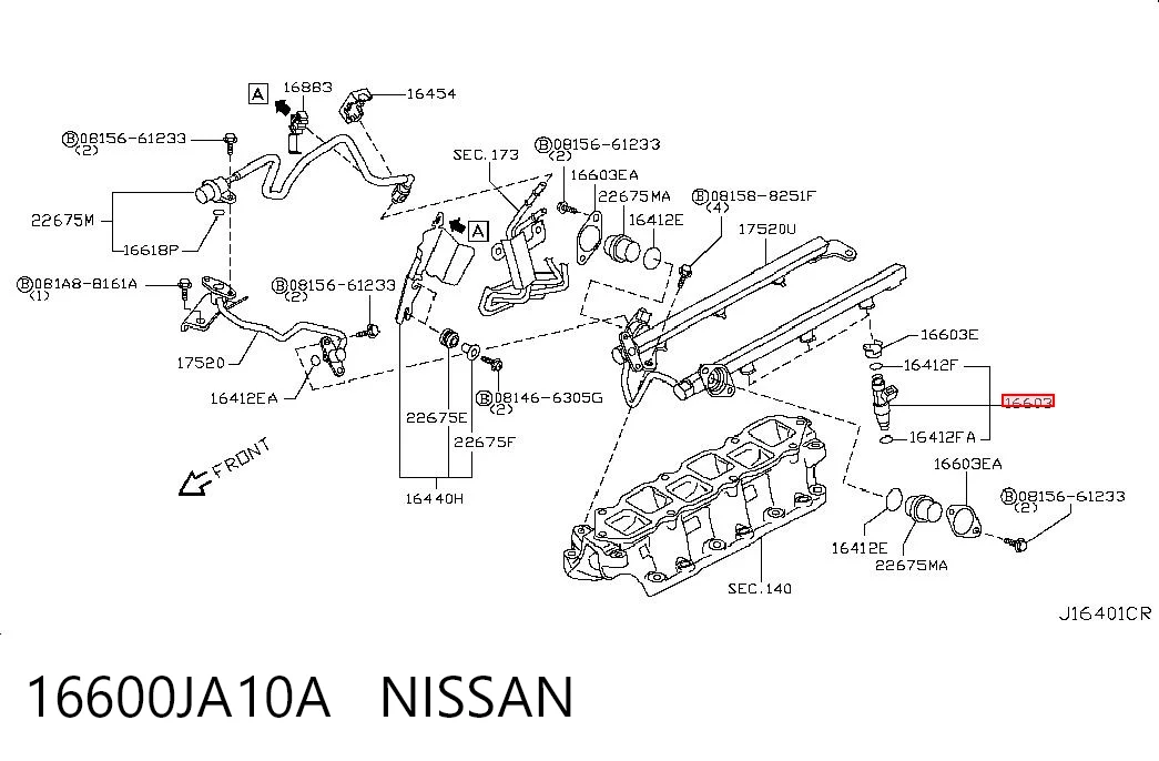 16600JA10A Nissan/Infiniti Топливные форсунки