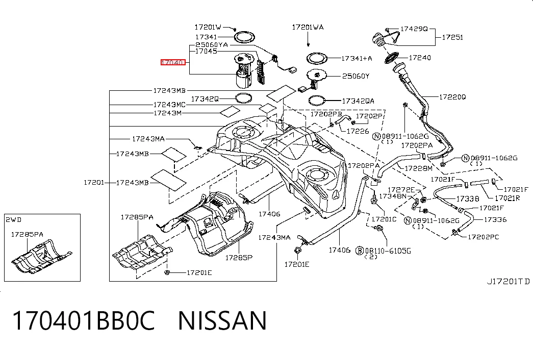 170401BB0C Nissan/Infiniti Электробензонасос