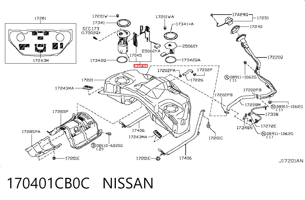 170401CB0C Nissan/Infiniti Электробензонасос