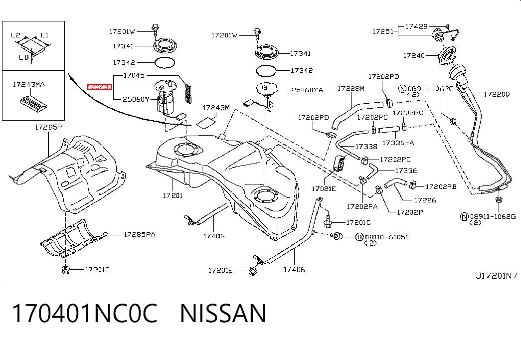 170401NC0C Nissan/Infiniti Электробензонасос
