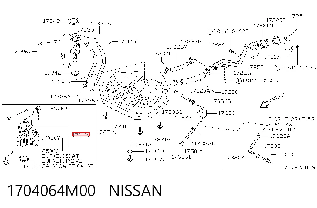 Модуль топливного насоса с датчиком уровня топлива Nissan Sunny 2 N13