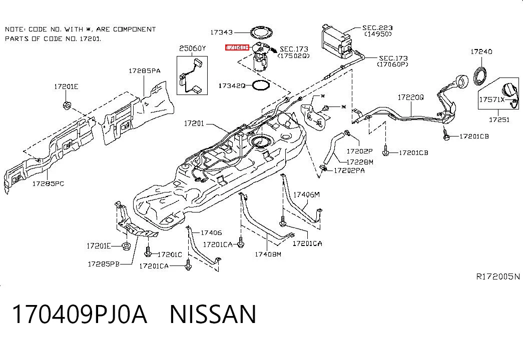 170409PJ0A Nissan/Infiniti Электробензонасос