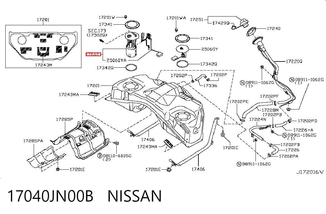 17040JN00B Nissan/Infiniti Электробензонасос