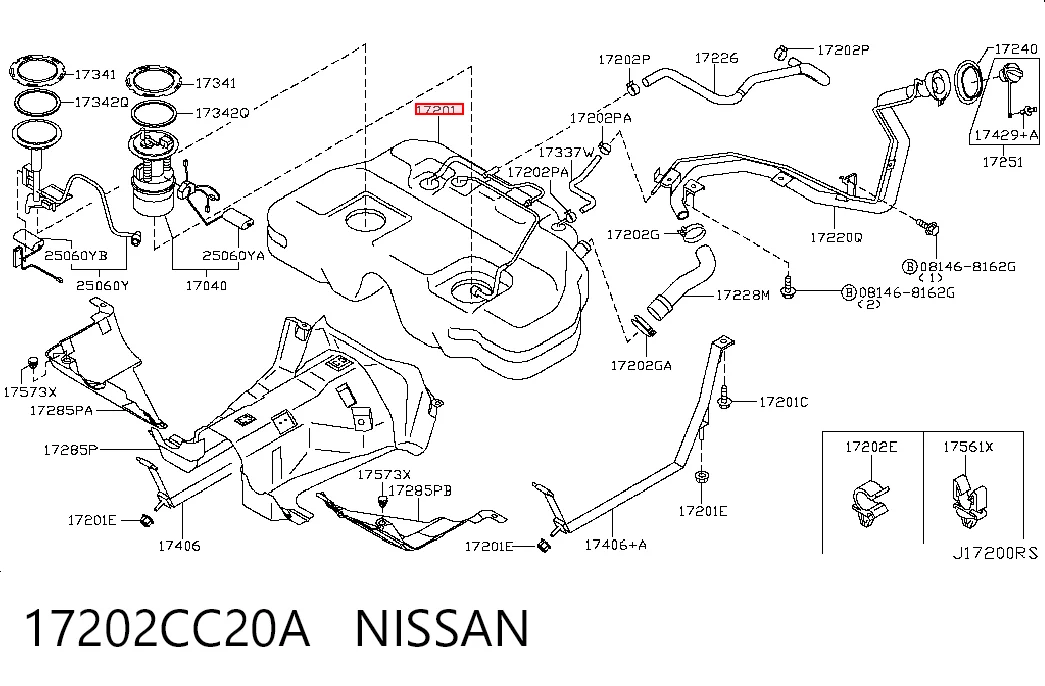 Бензобак Nissan Murano внедорожник (Z51) (2007 - 2014) цена, от 50.14 USD