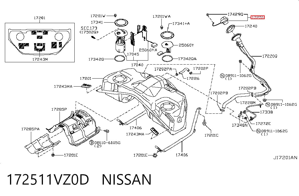 172511VZ0D Nissan/Infiniti Крышка топливного Бака