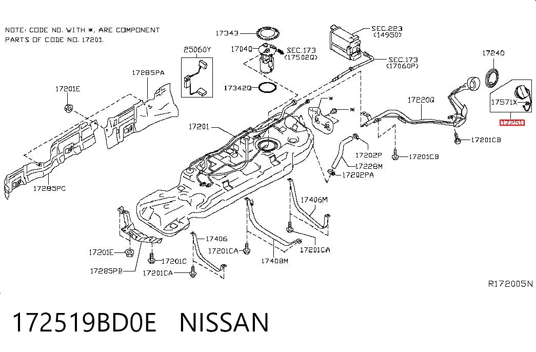 172519BD0E Nissan/Infiniti Крышка топливного Бака