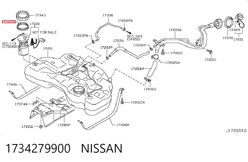 1734279900 Nissan/Infiniti Прокладка датчика уровня топлива / топливного насоса (топл.бак)