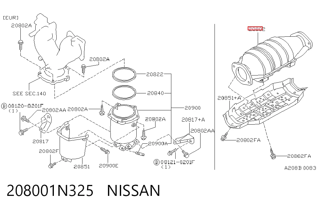 Каталитический нейтрализатор отработавших газов Nissan Primera седан (P10) (1990 - 1996) цена, от 37.81 USD