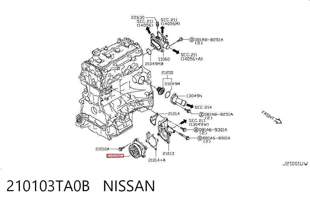 210103TA0B Nissan/Infiniti Насос водяной