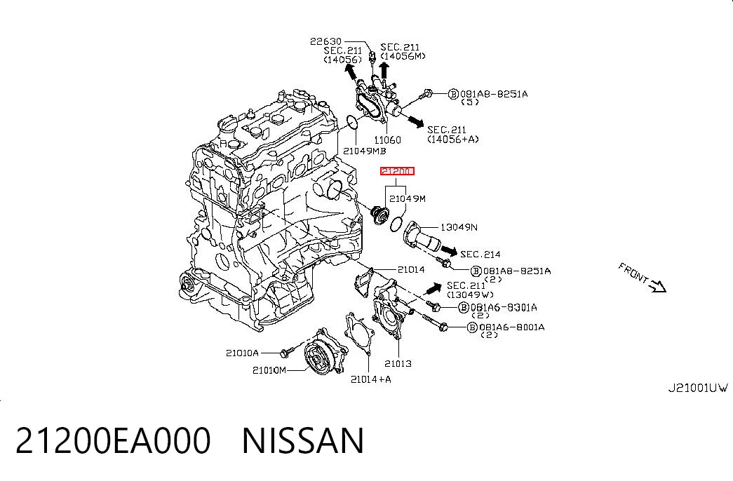 21200EA000 Nissan/Infiniti Авто термостат