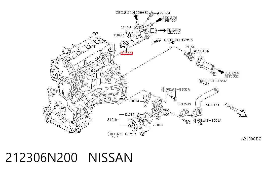 212306N200 Nissan/Infiniti Авто термостат