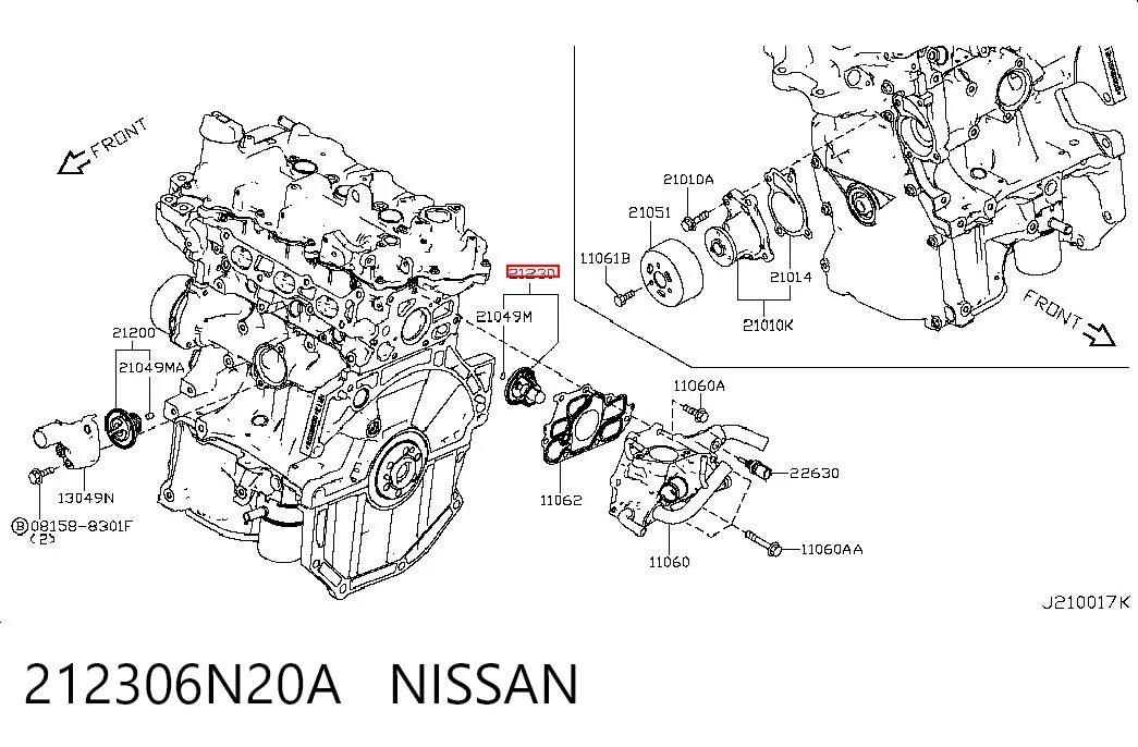 212306N20A Nissan/Infiniti Авто термостат