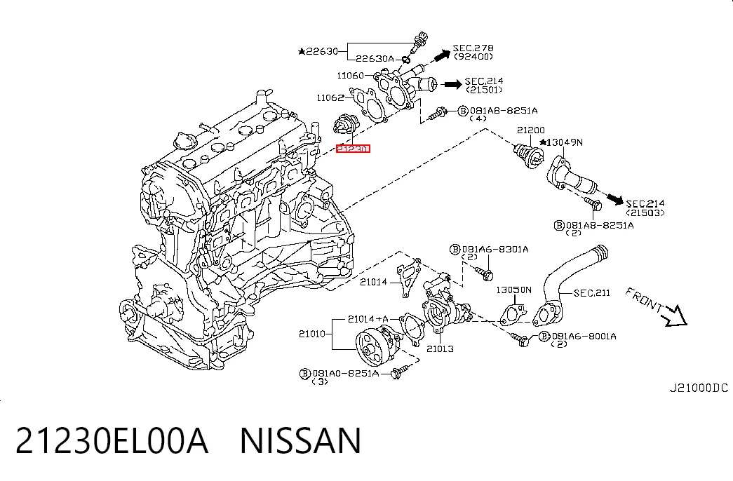 21230EL00A Nissan/Infiniti Авто термостат