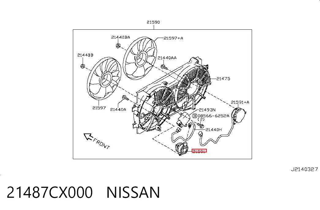 21487CX000 Nissan/Infiniti Мотор вентилятора системы охлаждения левый