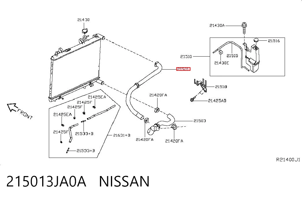 215013JA0A Nissan/Infiniti Шланг системы охлаждения