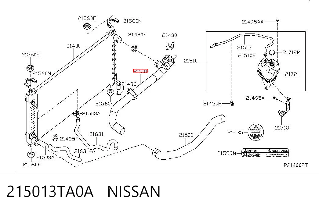 215013TA0A Nissan/Infiniti Шланг системы охлаждения