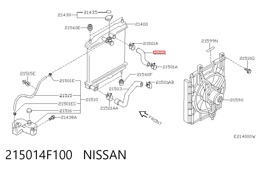 Шланг (патрубок) радиатора охлаждения верхний Nissan Micra K11
