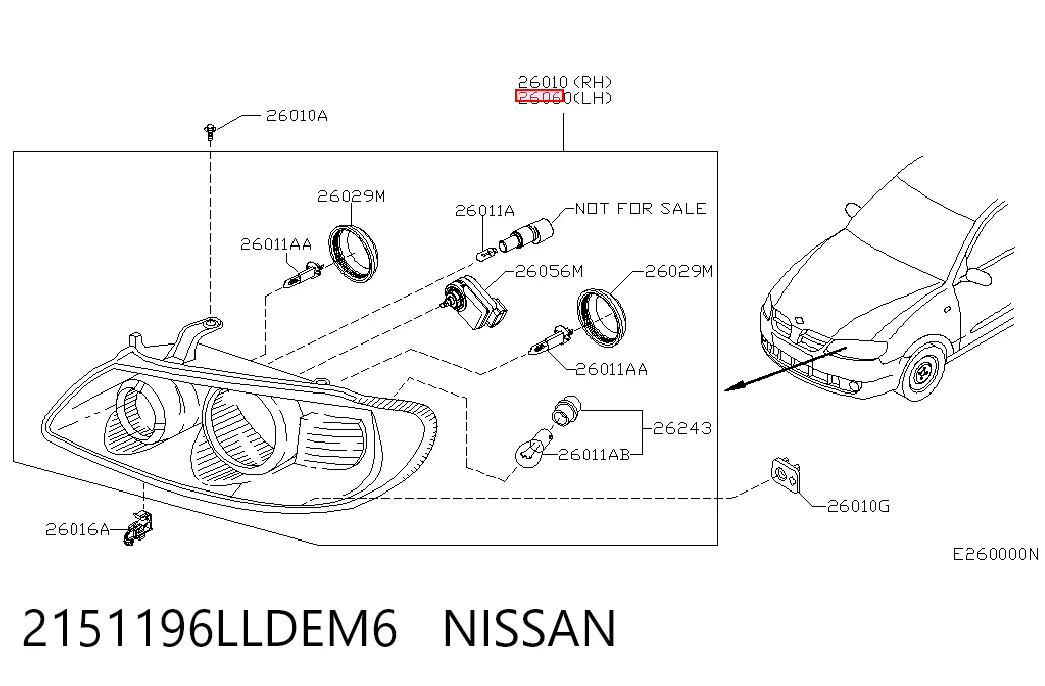 Фара левая Nissan Almera II седан (N16) (2000 - 2006) цена, от 72.71 USD