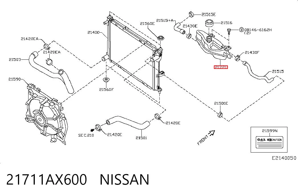 Бачок системы охлаждения двигателя расширительный Nissan Note минивэн (E11) (2006 - 2012) цена, от 11.27 USD