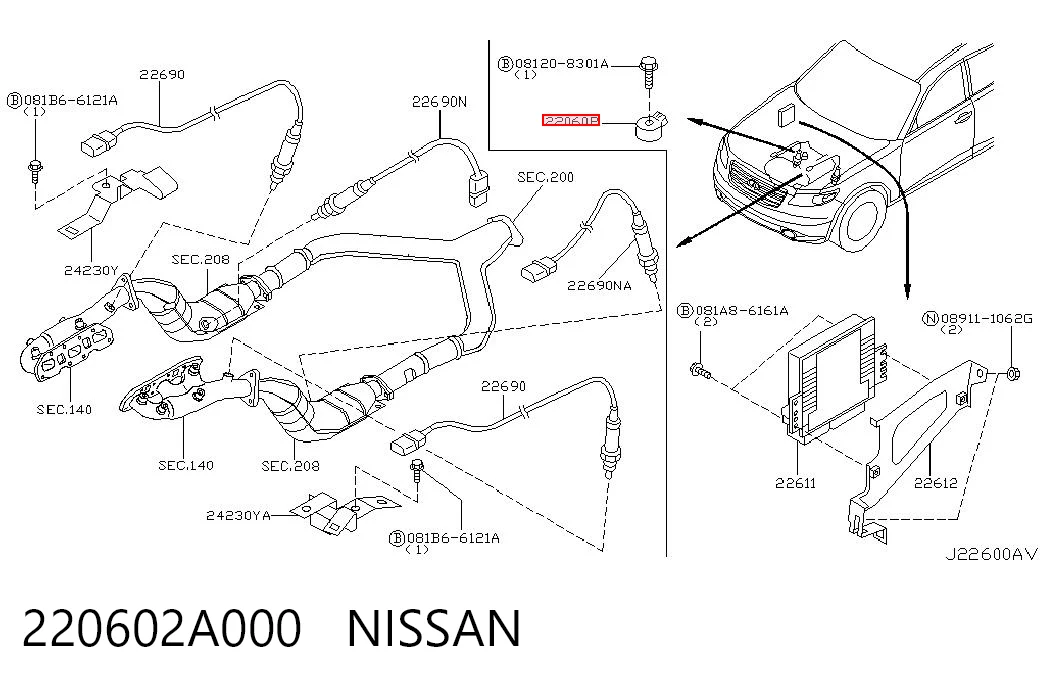 220602A000 Nissan/Infiniti Датчик самовоспламенения