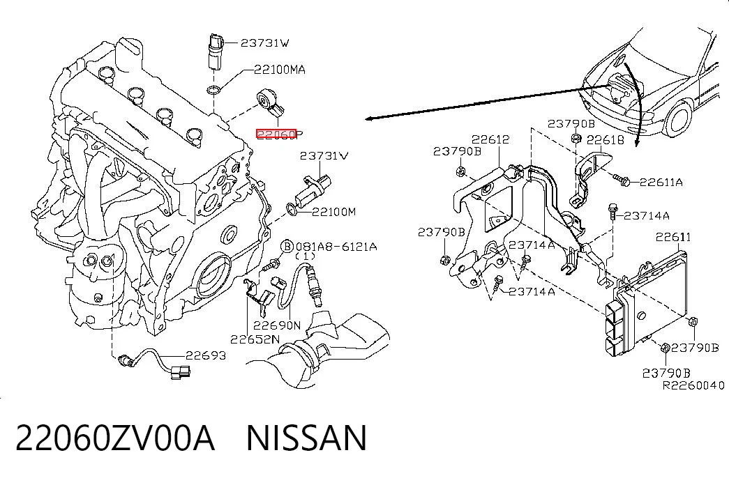22060ZV00A Nissan/Infiniti Датчик самовоспламенения