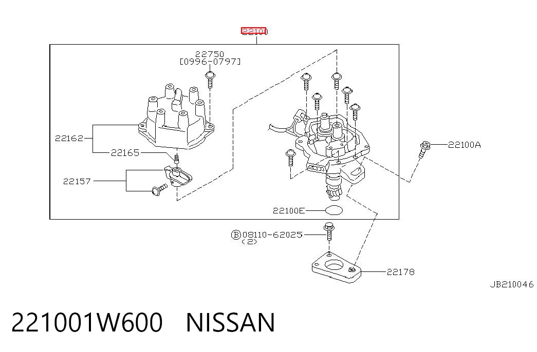 221001W600 Nissan/Infiniti Распределитель зажигания (трамблер)