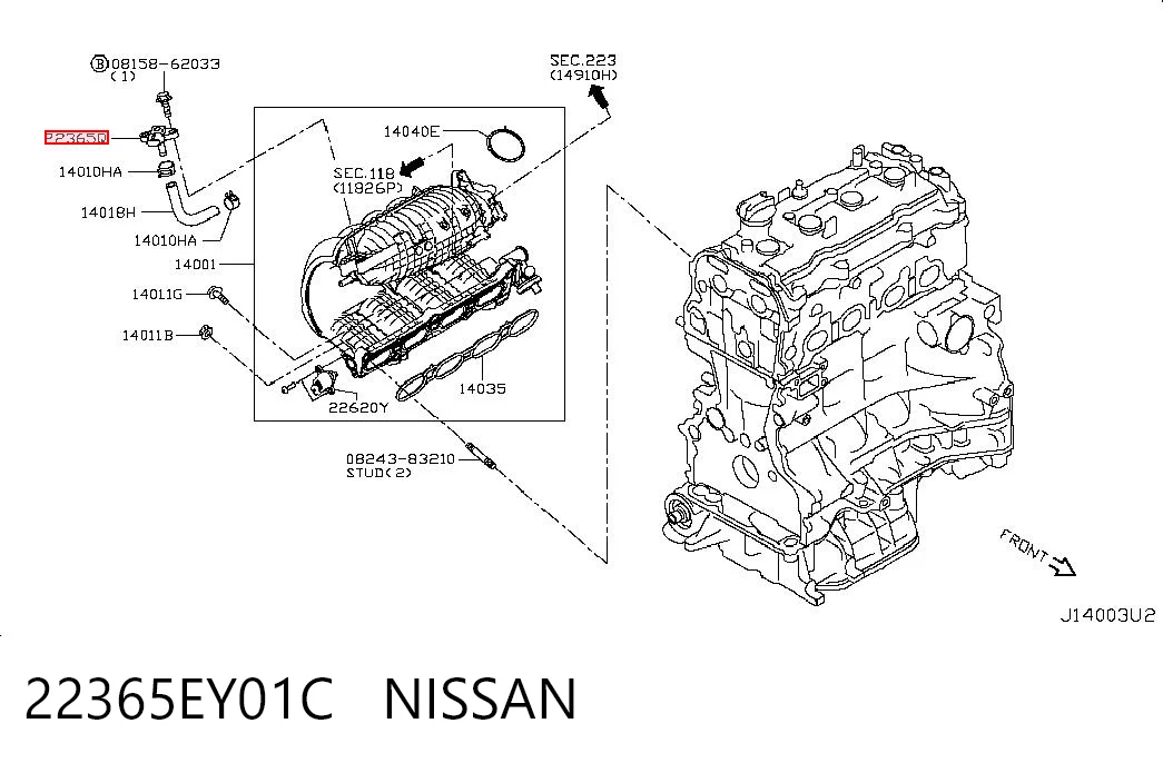 22365EY01C Nissan/Infiniti Датчик давления воздуха