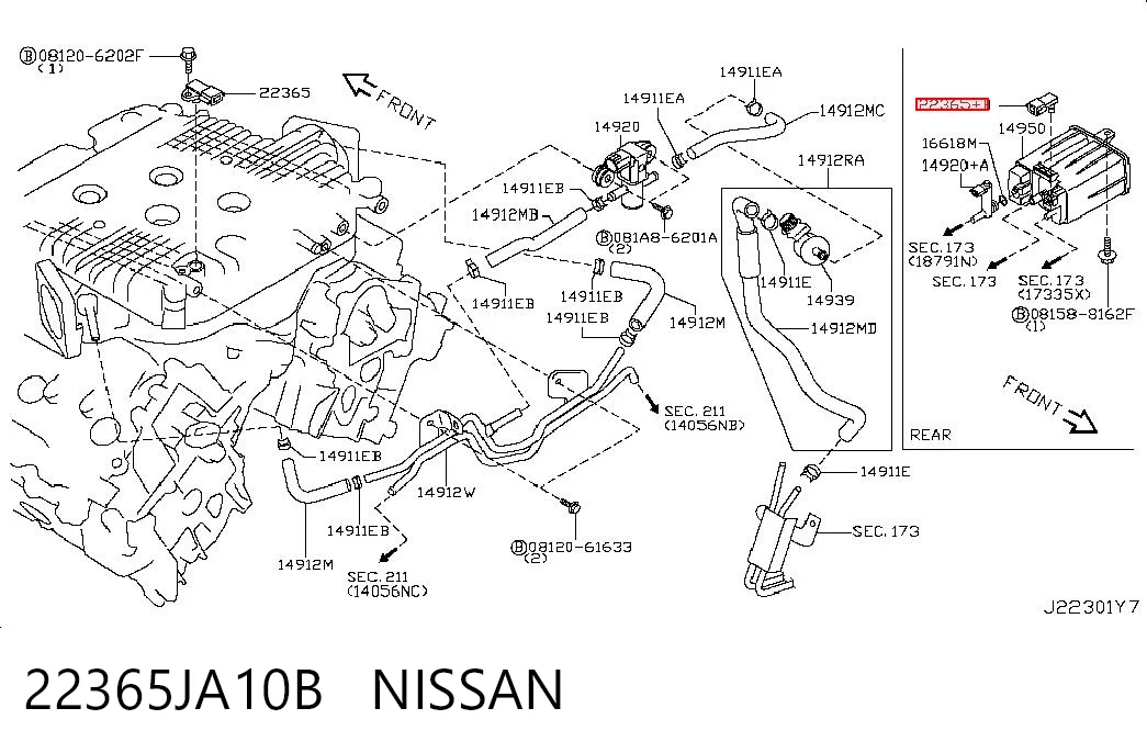 22365JA10B Nissan/Infiniti Датчик давления воздуха