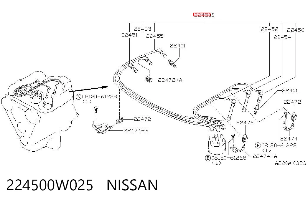 224500W025 Nissan/Infiniti Провода высоковольтные