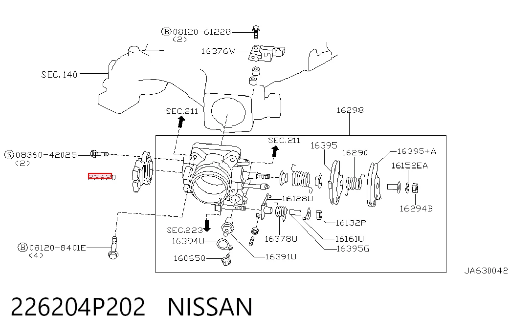 226204P202 Nissan/Infiniti Датчик положения дроссельной заслонки