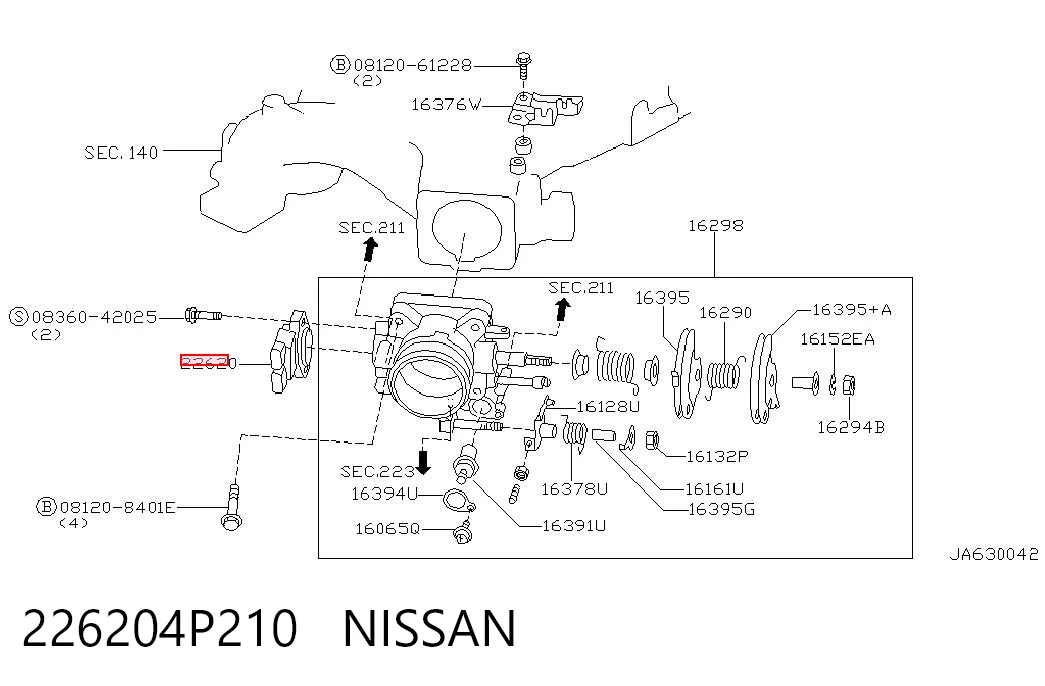 226204P210 Nissan/Infiniti Датчик положения дроссельной заслонки