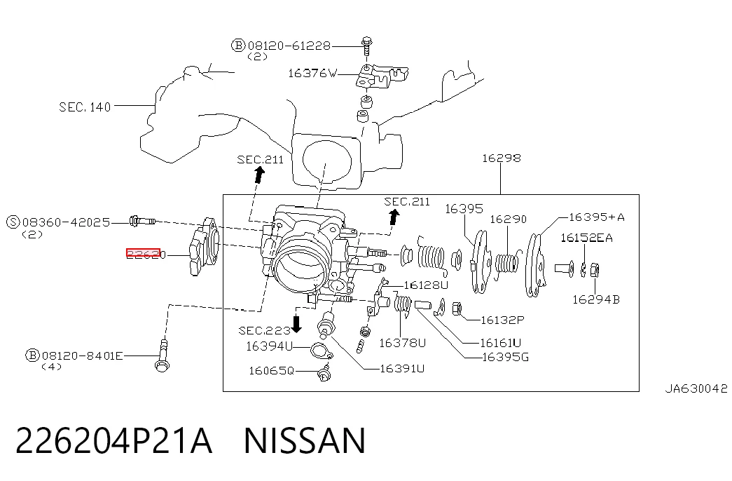 226204P21A Nissan/Infiniti Датчик положения дроссельной заслонки