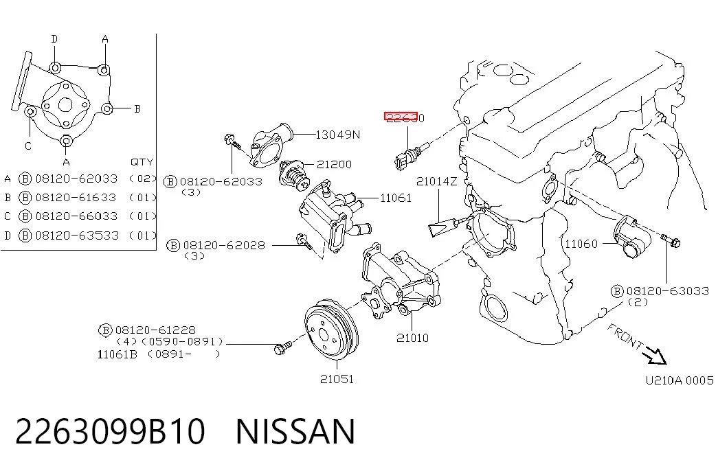  Датчик температуры охлаждающей жидкости Nissan Almera 