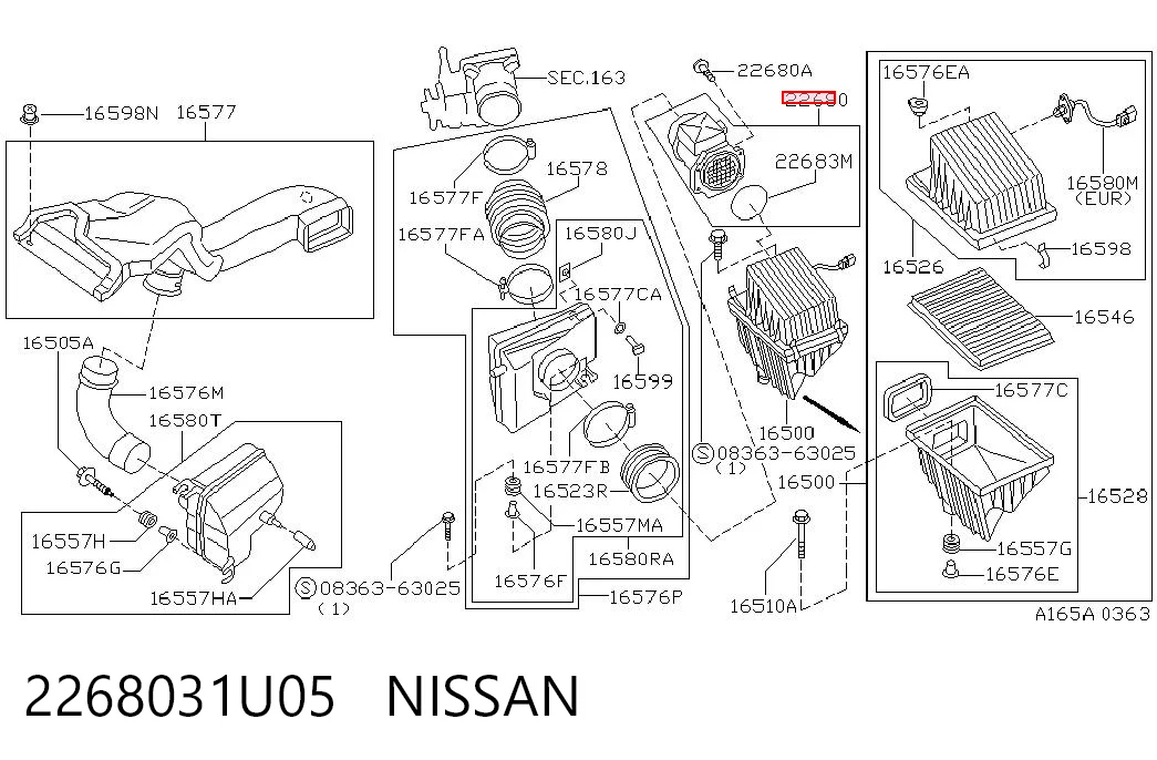 2268031U05 Nissan/Infiniti Датчик расхода воздуха