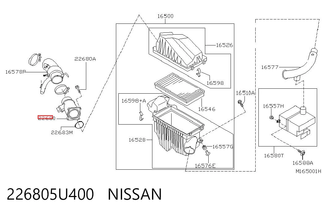 226805U400 Nissan/Infiniti Датчик расхода воздуха