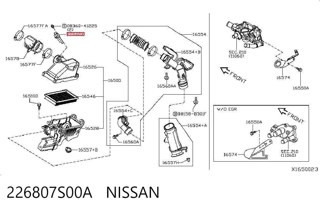 226807S00A Nissan/Infiniti Датчик расхода воздуха