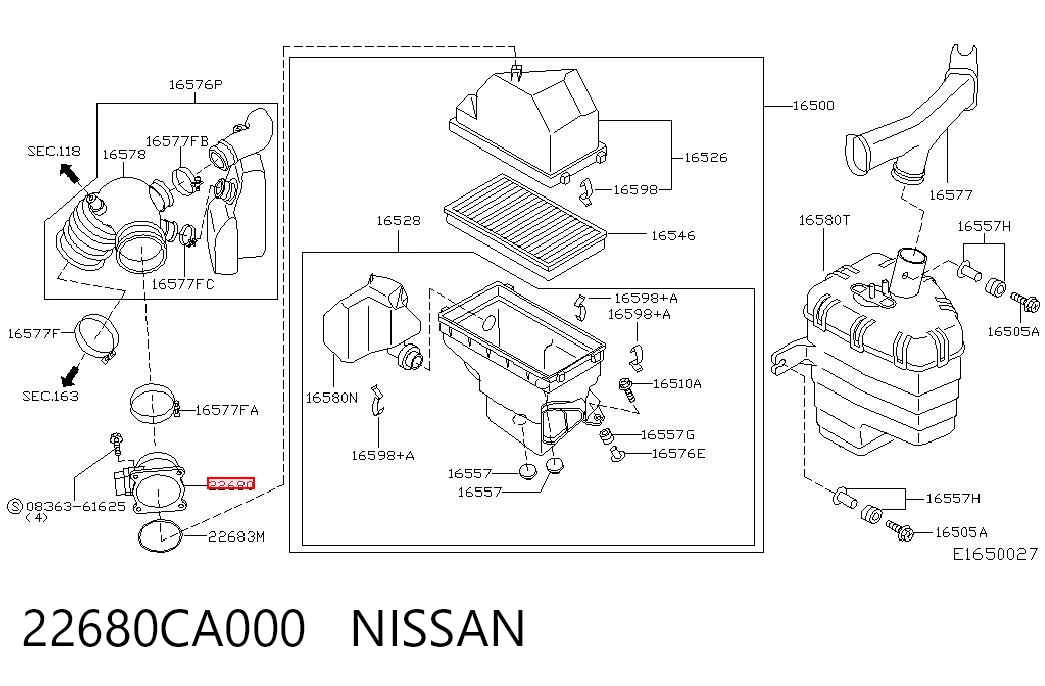 22680CA000 Nissan/Infiniti Датчик расхода воздуха