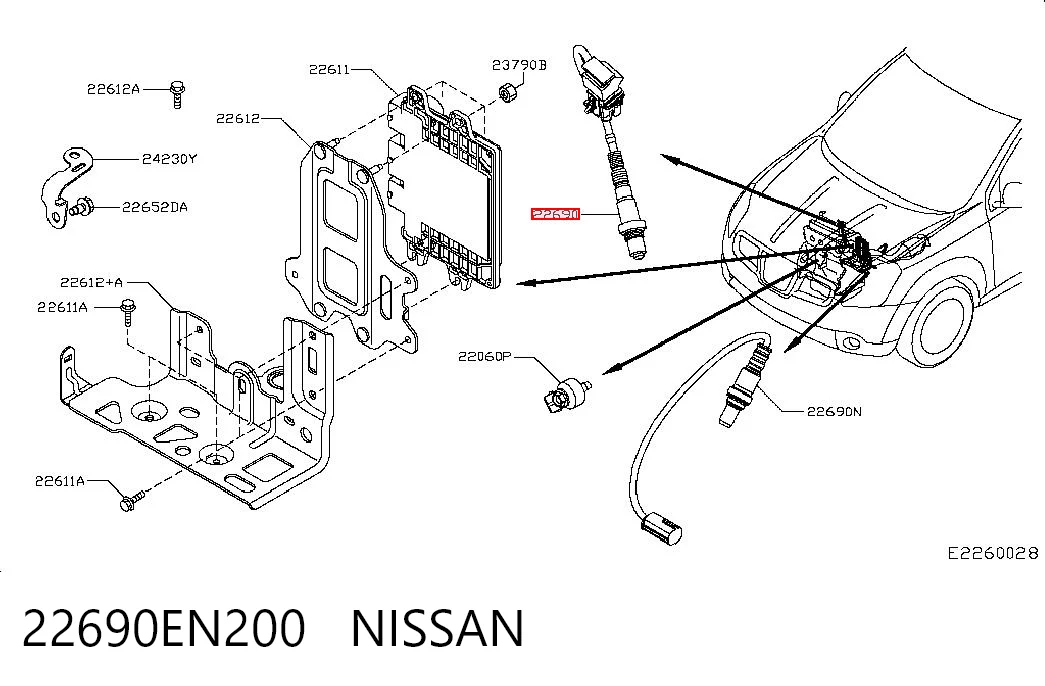 22690EN200 Nissan/Infiniti Лямбда-зонд, датчик кислорода до катализатора
