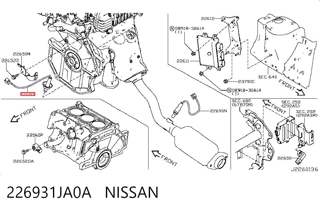 226931JA0A Nissan/Infiniti Датчик обедненной смеси